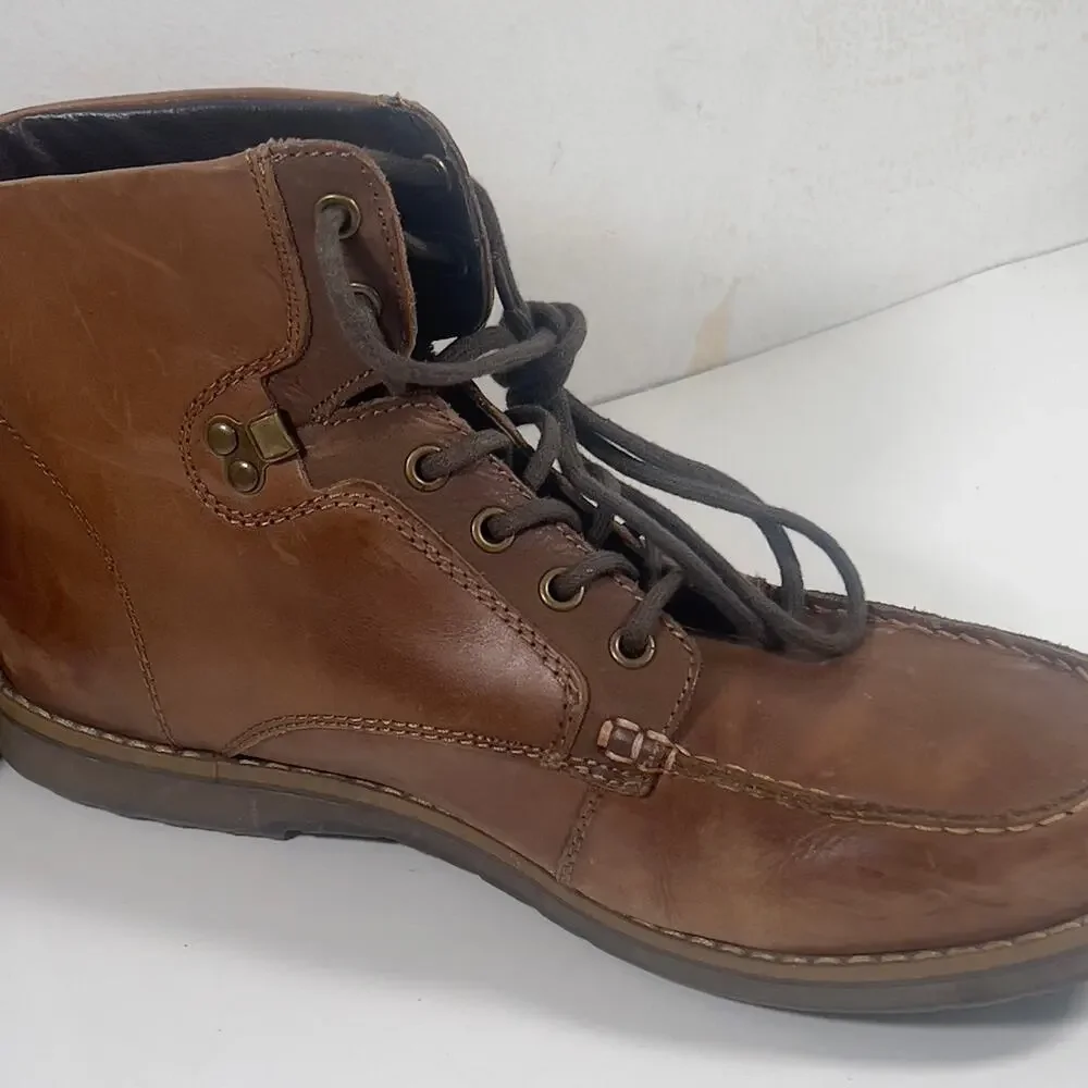 GBX Layne Men's Brown Lace Up Moc Toe Leather Ankle Chukka Boots Size 10 1/2 Med